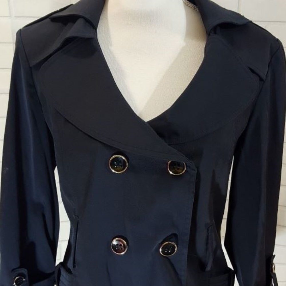 Marina Luna Womens Medium Jacket Short Trench Coat